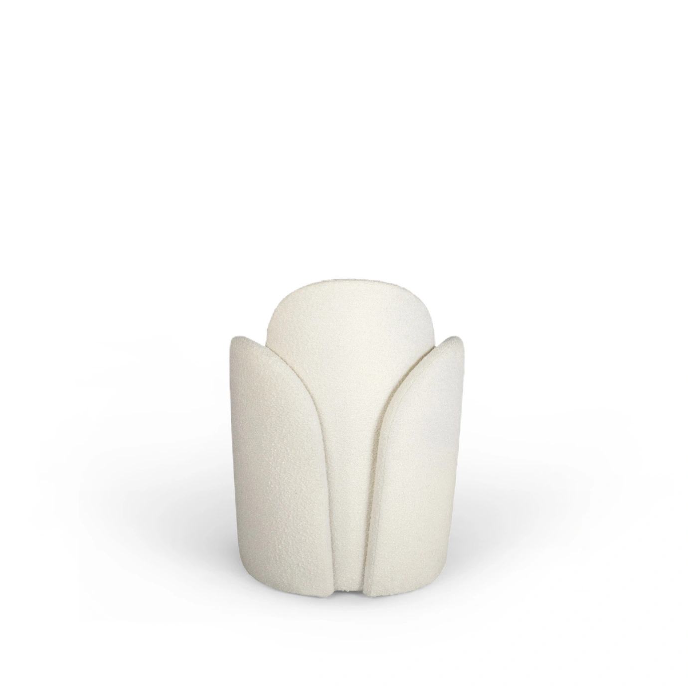 Oh-Lá-Lá chair by KKbyKoket: Luxurious white armchair with curved back, rounded base and premium fabric. Back view