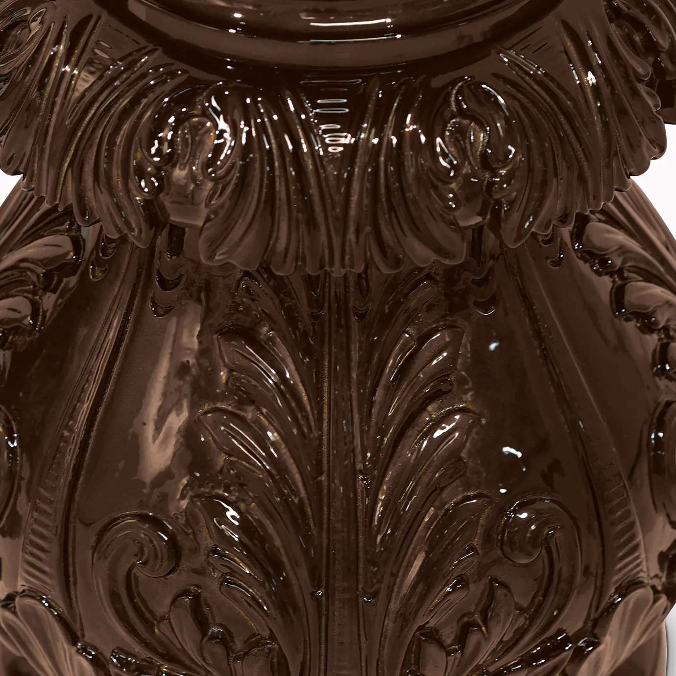 Lotus table lamp with an elegant design in bronze, base inspired by a lotus flower and black fabric shade. Perfect for creating a sophisticated and cozy atmosphere. Base inspired by a lotus flower view.