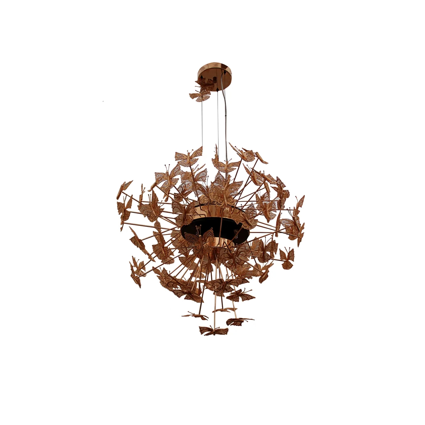 Nymph chandelier with an elegant design in the shape of golden butterflies. Perfect for creating a sophisticated and romantic atmosphere.