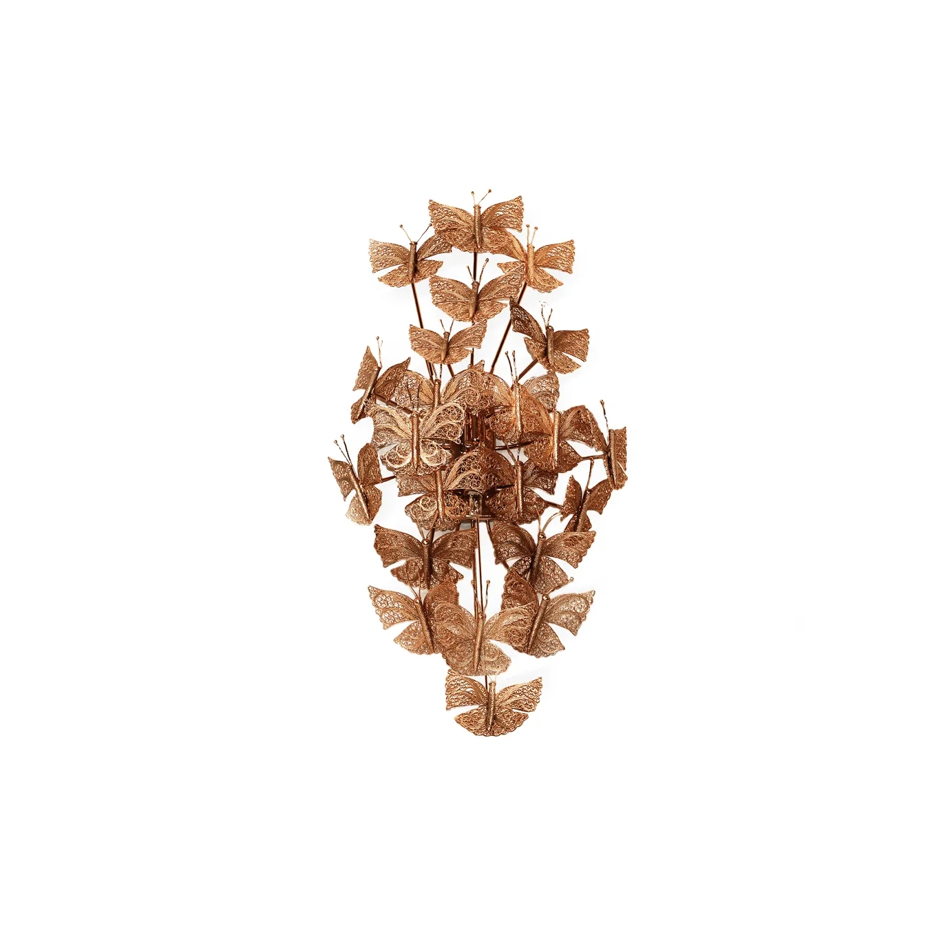 Nymph wall sconce with an elegant design in the shape of golden butterflies. Perfect for creating a sophisticated and romantic atmosphere.